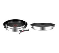 Tefal Ingenio Preference On - Juego de 2 Sartenes + Mango extraíble e intercambiable Ingenio Preference Sartén 22 cm, apilable, acero inoxidable, revestimiento antiadherente