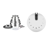 Tefal Ingenio Preference On - Juego de 2 Sartenes + Wok + guisera + 2 cazos + 5 accesorios & tapa antisalpicaduras Ingenio - tapa antisalpicaduras acero inoxidable, 20/22/24/26/28 cm