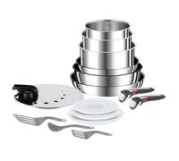 Tefal Ingenio Preference On - Juego de 2 Sartenes 22/26 cm + 3 Cazos sin antiadherente 16/18/20 cm + Guisera 24 cm + 2 Mangos extraíbles + 7 Accesorios, Apto inducción, Antiadherente