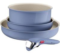 Tefal Ingenio Serenity - Juego de 2 Sartenes + Cazo, Azul | 2 Sartenes 22/28 cm + Cazo 20 cm + Mango extraíble, Revestimiento Antiadherente, Apto inducción y horno, Aluminio