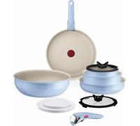 Tefal Ingenio Serenity - Juego de 5 Piezas + 6 Accesorios, Azul Cielo | 2 Sartenes 22/28 cm + Wok 26 cm + 2 Cazos 16/20 cm + 6 Acc, Revestimiento Antiadherente, Apto inducción y horno, Aluminio