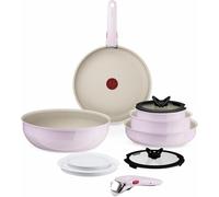 Tefal Ingenio Serenity - Juego de 5 Piezas + 6 Accesorios, Rosa | 2 Sartenes 22/28 cm + Cazo 20 cm + Mango extraíble, Revestimiento Antiadherente, Apto inducción y horno, Aluminio