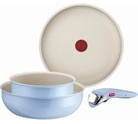 Tefal Ingenio Serenity - Juego de Sartén + Cazo + Wok, Azul Cielo | Sartén 28 cm + Wok 26 cm + Cazo 20 cm + Mango extraíble, Revestimiento Antiadherente, Apto inducción y horno, Aluminio