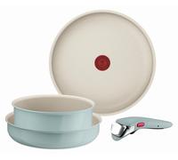 Tefal Ingenio Serenity L828S404, juego de cocina de 4 piezas, tamaño estándar, con revestimiento antiadherente, mango desmontable seguro, diseño apilable, color eucalipto