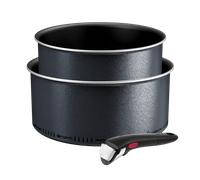 Tefal Ingenio So'Light, Set de 3 piezas, Cazos 18/20 cm, Mango extraíble, Tecnología Light Tech, Revestimiento Antiadherente de Titanio