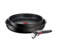 Tefal Ingenio Unlimited On - Juego de 2 Sartenes 24/28 cm + Mango extraíble, Apto inducción, antiadherentes, revestimiento titanio, Thermo-signal, apto lavavajillas y horno
