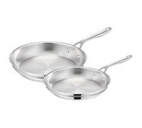Tefal Jamie Oliver by Tefal Cook Smart, Sartenes 24/28 cm, Acero Inoxidable Sin Recubrimiento, Robusto, Mango Fijo, Inducción