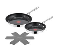 Tefal Jamie Oliver Cerámica - Juego de 2 Sartenes + Protector de sartén | 2 Sartenes 24/28 cm, Antiadherente cerámico, Thermo-Spot, Mango acero inoxidable, Apto inducción y horno, Cerámica