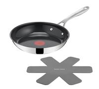 Tefal Jamie Oliver Cerámica - Sartén 24 cm, Revestimiento cerámico, Acero inoxidable, Antiadherente, Thermo-spot, Apto inducción y horno, Incluye protector de sartén