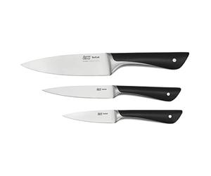 Tefal Jamie Oliver - Juego de 3 Cuchillos: Chef 15 cm, Universal 12 cm y Pelador 9 cm | Acero Inoxidable Alemán, Endurecidos con Hielo -120°C, Corte Preciso, Mango Robusto, Diseño Duradero