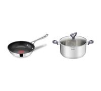 Tefal Jamie Oliver Sartén 20 cm, acero inoxidable, antiadherente reforzado con Titanio, thermo-signal & Cacerola Daily Cook 20 cm - Cacerola de acero inoxidable, base reforzada