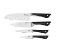 Tefal Jamie Oliver, Set 4 cuchillos, Santoku 16,5 cm, Chef's 15 cm, Multiusos 12 cm, Pelador 9 cm, Acero Inoxidable 18/10