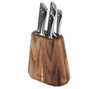 Jamie Oliver by Tefal K267S7 - Bloque de cuchillos de cocina de 7 piezas, 6 cuchillos de cocina + madera, alto rendimiento de corte, diseño distintivo, cuchillas resistentes y duraderas, marrón/negro