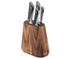 Tefal Jamie Oliver, Set 6 cuchillos + Soporte de madera, Acero Inoxidable 18/10, Peso equilibrado