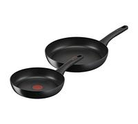 Tefal Juego 2 sartenes Hard Titanium Pro - Sartenes de 24/28 cm con revestimiento antiadherente duradero, indicador de temperatura, señal térmica, mango ergonómico, todas las cocinas incluso inducción