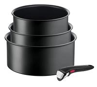 TEFAL Juego de ollas Ingenio Ultimate L7649453 - 4 piezas, todo tipo de cocinas, 16-20 cm, revestimiento antiadherente, mango extraíble, distribución uniforme del calor, negro