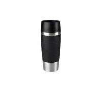 Tefal K3081114 - Taza de Viaje de 0,36 L, Funda de Silicona Negra, Taza térmica 100% a Prueba de Fugas, Aislamiento al vacío de Doble Pared, Bebidas frías y Calientes, Bebida de 360°, fácil de Abrir,