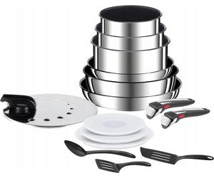 Tefal L97498, Juego de cocina, Acero inoxidable, Acero inoxidable, Titanio, Desmontable, Cerámico, Eléctrico, Gas, Inducción