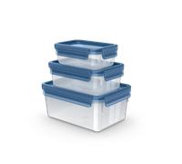 Tefal Masterseal Eco, Set herméticos, 0.55L, 1L, 2.2 L, Higiénico, Materiales sostenibles, Azul