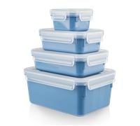 Tefal MasterSeal Fresh, Set de 4 Herméticos, Plástico, Conservación de Alimentos, 100 % Hermético, Azul