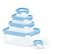 Tefal Masterseal, Set de 5 herméticos de plástico, 0,15/0,25/0,55/1/3,70 L, Envase para alimentos, Rectangular, Azul