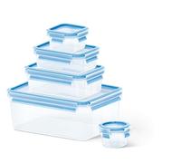 Tefal Masterseal, Set de 5 piezas, Herméticos de plástico, 0,15/0,25/0,55/1/3,70 L, Envase para alimentos, Rectangular, Azul,K3029012