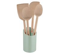 Tefal Utensilios madera Natura K270S5 – Set 5 pzas con soporte, FSC, resistente al calor