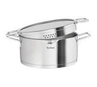 Tefal Nordica, Cacerola 24 cm, Acero inoxidable Premium, Tapa Colador, Apilable, Sostenible, Inducción