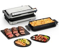 Tefal OptiGrill 2 en 1 XL GC784D, acero inoxidable, rectangular, con mandos giratorios, placa, 800 cm², 2 zonas