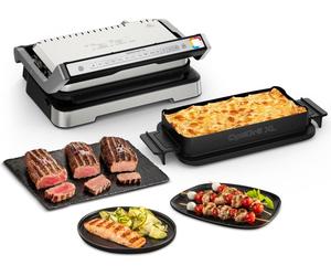 Tefal OptiGrill 2 en 1 XL GC784D, acero inoxidable, rectangular, con mandos giratorios, placa, 800 cm², 2 zonas
