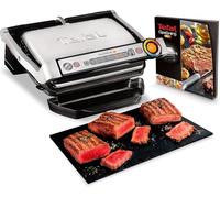 Tefal Optigrill - Plancha Grill 2000 W, 6 modos de cocción y 4 temperaturas ajustables con indicador del progreso, sensor de grosor, bandejas extraíbles y desmontables, Inox GC712D12