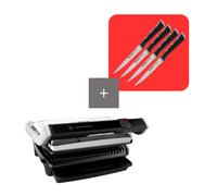 Tefal Pack parrilla inteligente OptiGrill Elite XL con set de 4 cuchillos para carne Ice Force