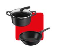 Tefal Pack wok 28 cm y cacerola 20 cm con tapa aluminio fundido Robusto