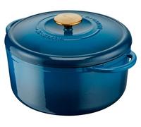 Tefal Pierre Gagnaire - Cacerola de hierro fundido de acero de 29 cm, 7,4 L, inducción, tapa especial condensación, retención de calor, cocción lenta, caramelización, herencia azul Alpes E2610504