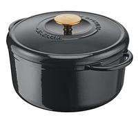 Tefal Pierre Gagnaire Héritage - Olla de hierro fundido (25 cm, 5 L), inducción, revestimiento esmaltado, tapa especial condensación, retención de calor, cocción lenta, gris brillante E2570404
