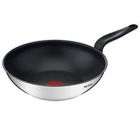 Tefal PRIMARY Sartén wok 28 cm, acero inoxidable con antiadherente | Sartén de acero inoxidable de inducción para aspirar verduras y carne, revestimiento antiadherente de titanio, señal térmica