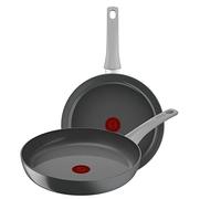 Tefal Renew On - Juego 2 Sartenes 24/28 cm de aluminio 100% reciclado, revestimiento antiadherente cerámico, Thermo-Signal, embalaje 90% reciclado, todo tipo de cocinas, cocina saludable