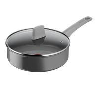 Tefal Renew On, Sartén Guisera 24 cm, Tapa de Cristal, Revestimiento de cermámica antiadherente, Diseño ecológico, Inducción