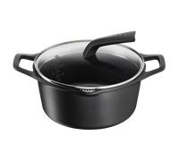 Tefal Robusto, Cacerola 24 cm + tapa de cristal, Aluminio fundido, Retención de calor, Revestimiento antiadherente, Negro