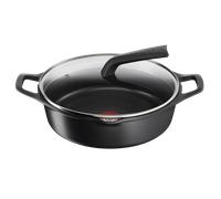 Tefal Robusto, Cacerola 28 cm + tapa de cristal, Aluminio fundido, Retención de calor, Revestimiento antiadherente, Negro