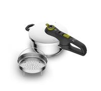 Tefal Secure 5 Neo - Olla a presión de 3L + Cestillo | Acero inoxidable, Cocina Rápido y Fácil, Compacta y Segura, 2 Programas de Cocción, Apta para todo tipo de cocinas