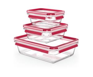 Tefal Set de 3 fiambreras de cristal MasterSeal rojo