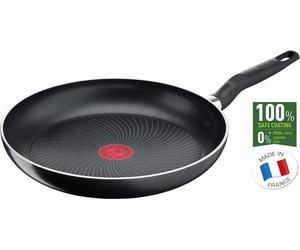 Tefal Start'easy C26704, redonda, sartén universal, color negro, revestimiento de titanio, aluminio, con indicador de temperatura