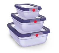 Tefal TEFAL oneClick, Set de 3 piezas, Herméticos, Sistema One-Click, Violeta, x3 (0,50 L / 17,6 FLOZ, 1,20 L / 42,2 FLOZ, 2,30 L / 81,0 FLOZ)