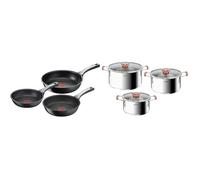 Tefal Unlimited On - 20/24/28 cm con revestimiento muy resistente, Thermo-Signal, Thermo-Fusion & OptiSpace - Juego de 3 Ollas+ 3 tapas: Ollas de 18, 20 y 24 cm de acero inoxidable