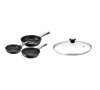 Tefal Unlimited On - 20/24/28 cm con revestimiento muy resistente, Thermo-Signal, Thermo-Fusion & Tapa cristal 24 cm 280976 Tapa de cristal con ventilación de vapor integrada, pomo cómodo
