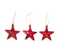 TEHAUX 18 Piezas Estrella Colgante para Árbol de Navidad 7cm, Plástico Rojo