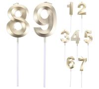 TEHAUX 9 Piezas Velas Grandes de Parafina Cumpleaños de Números Doradas | Decoración para Tarta, Acabado Liso y Brillante, Presentación de Cifras, Uso en Reuniones Familiares y Otras Ocasiones
