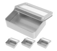 TEHAUX Caja Metálica de Hierro para Dados con Ventana y Tapa Fácil de Abrir, Estuche Duradero para Almacenamiento Múltiple, Pack de 4 Unidades