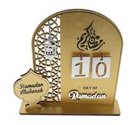 TEHAUX Calendario 2026 Acrílico Dorado de Cuenta Regresiva Diseño de Puerta, Decoración Elegante para Ramadán y Eid para Escritorio en Área de Celebraciones